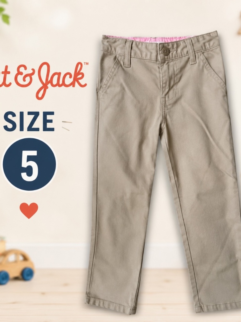 Size 5 Cat & Jack Boys or Girls Khaki Straight Leg Chino Pants Beige
